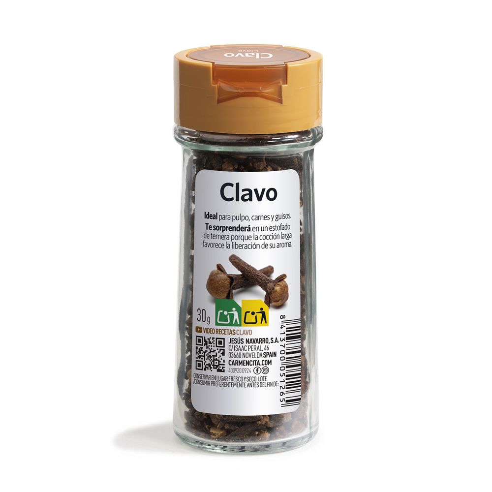 Etiqueta trasera del bote de clavo Carmencita